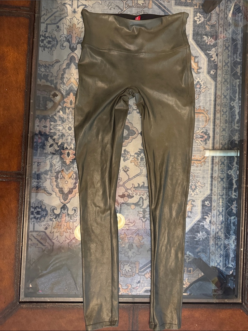 SPANX Olive Faux Leather-look Leggings